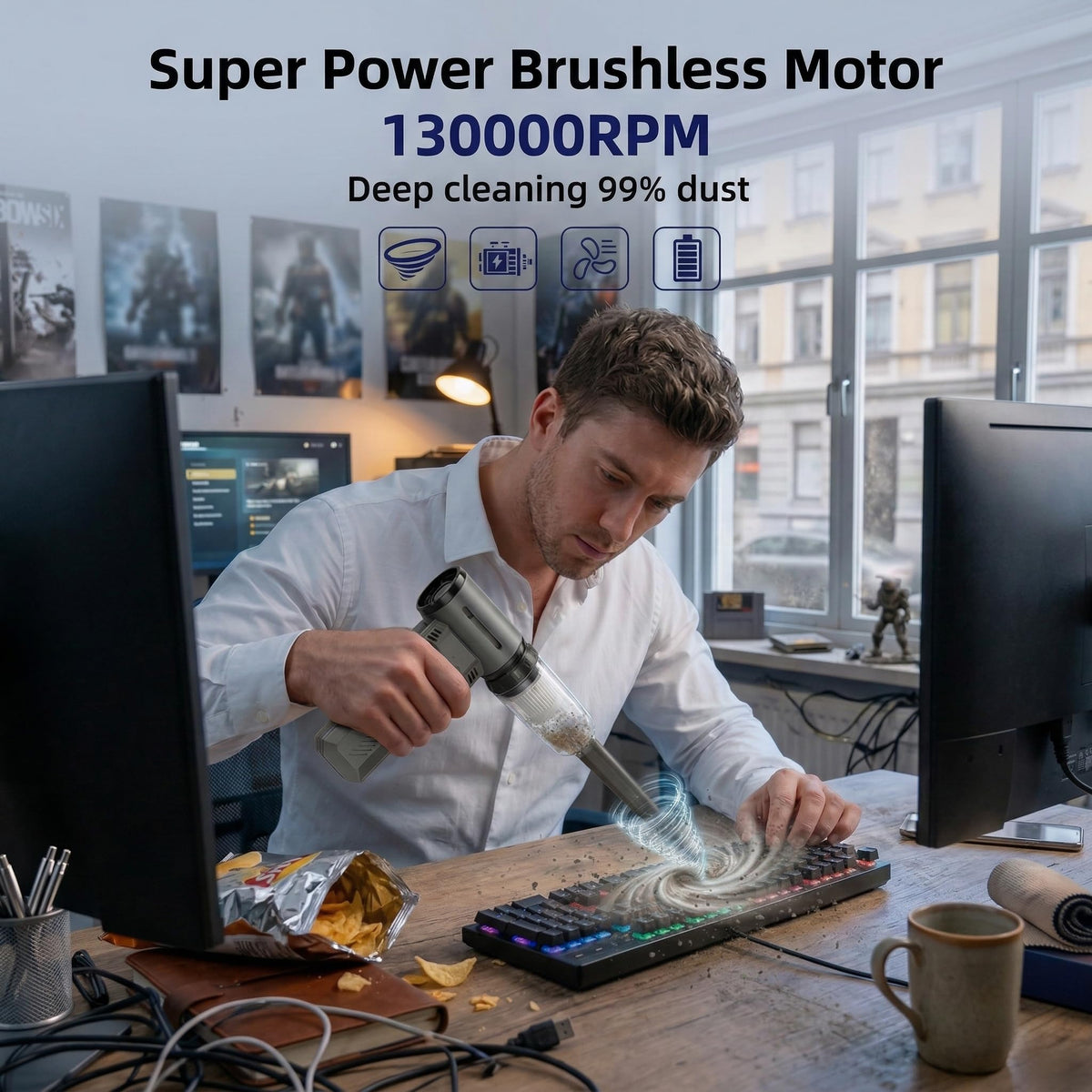 ODISTAR 4-in-1 nozzle attachments for precise cleaning and inflating tasks