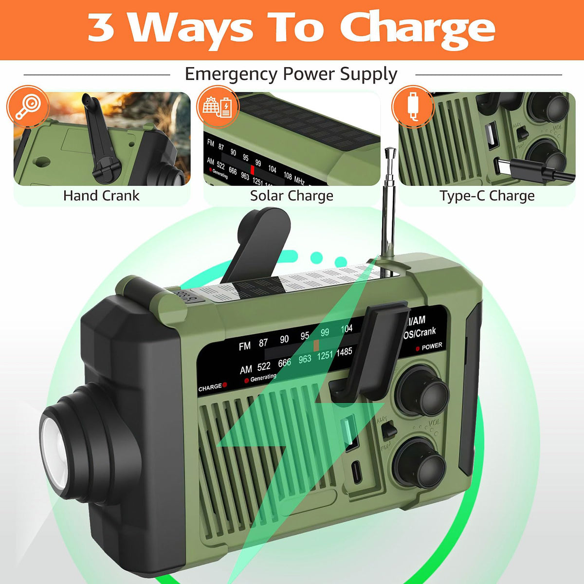 odopodop emergency radio with NOAA alerts for real-time weather updates