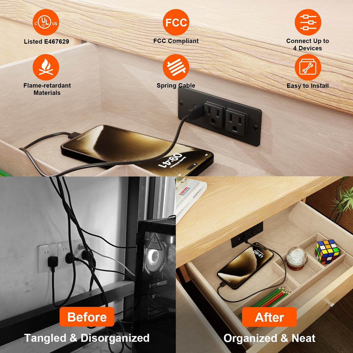 OELFFOW compact all-black design blends with modern furniture.