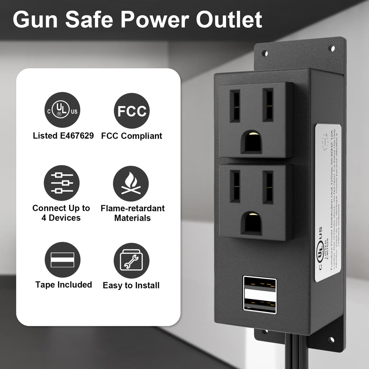 OELFFOW gun safe power outlet kit quick-connector demonstrates fast assembly and disassembly