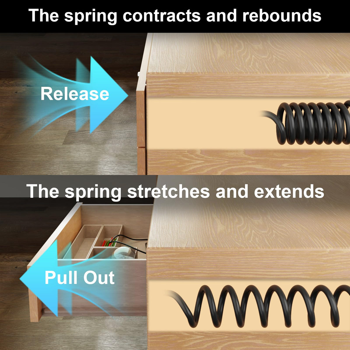 OELFFOW installed in drawer lifestyle photo showing cable-free surface