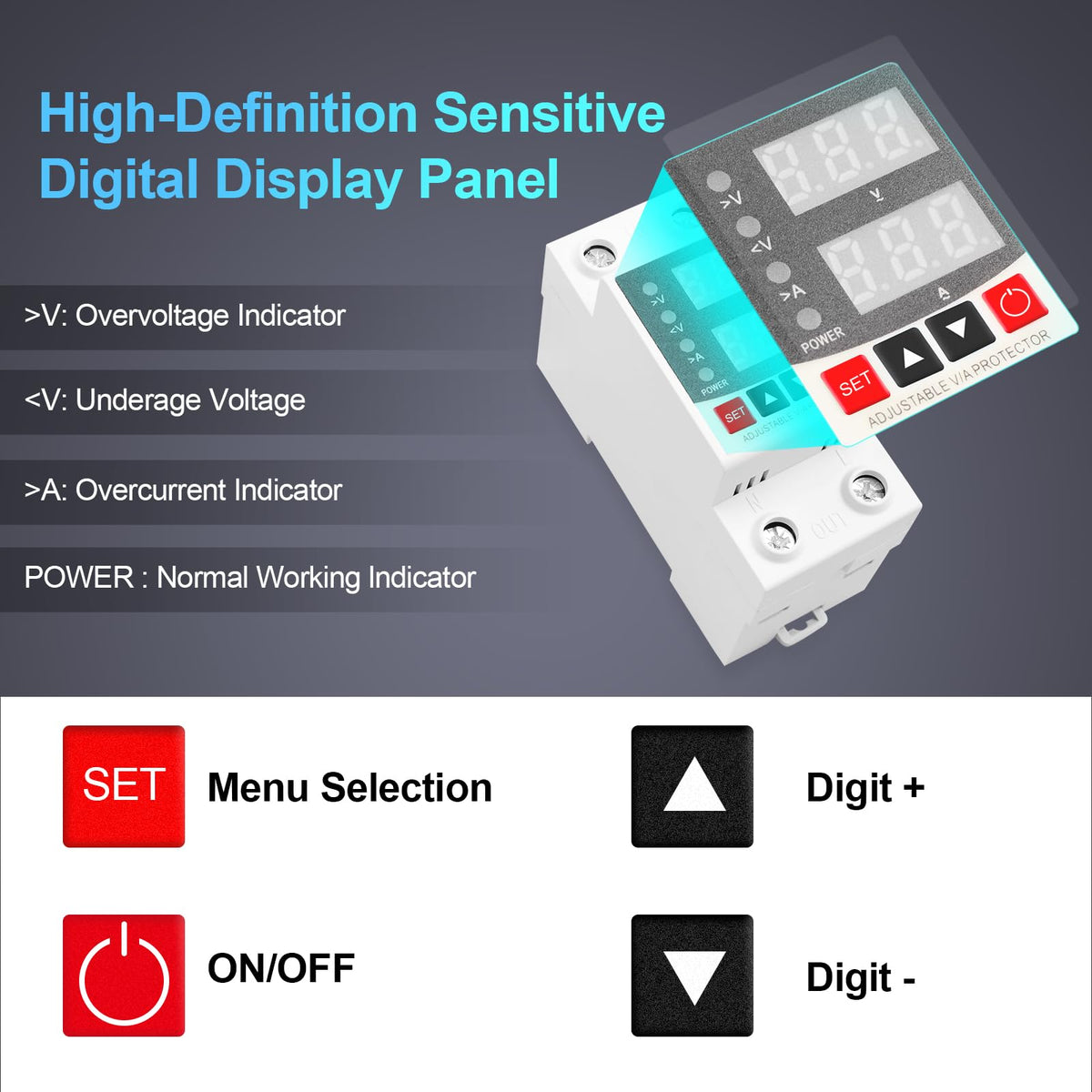 OELFFOW protector display-volt emphasizes easy voltage readouts.