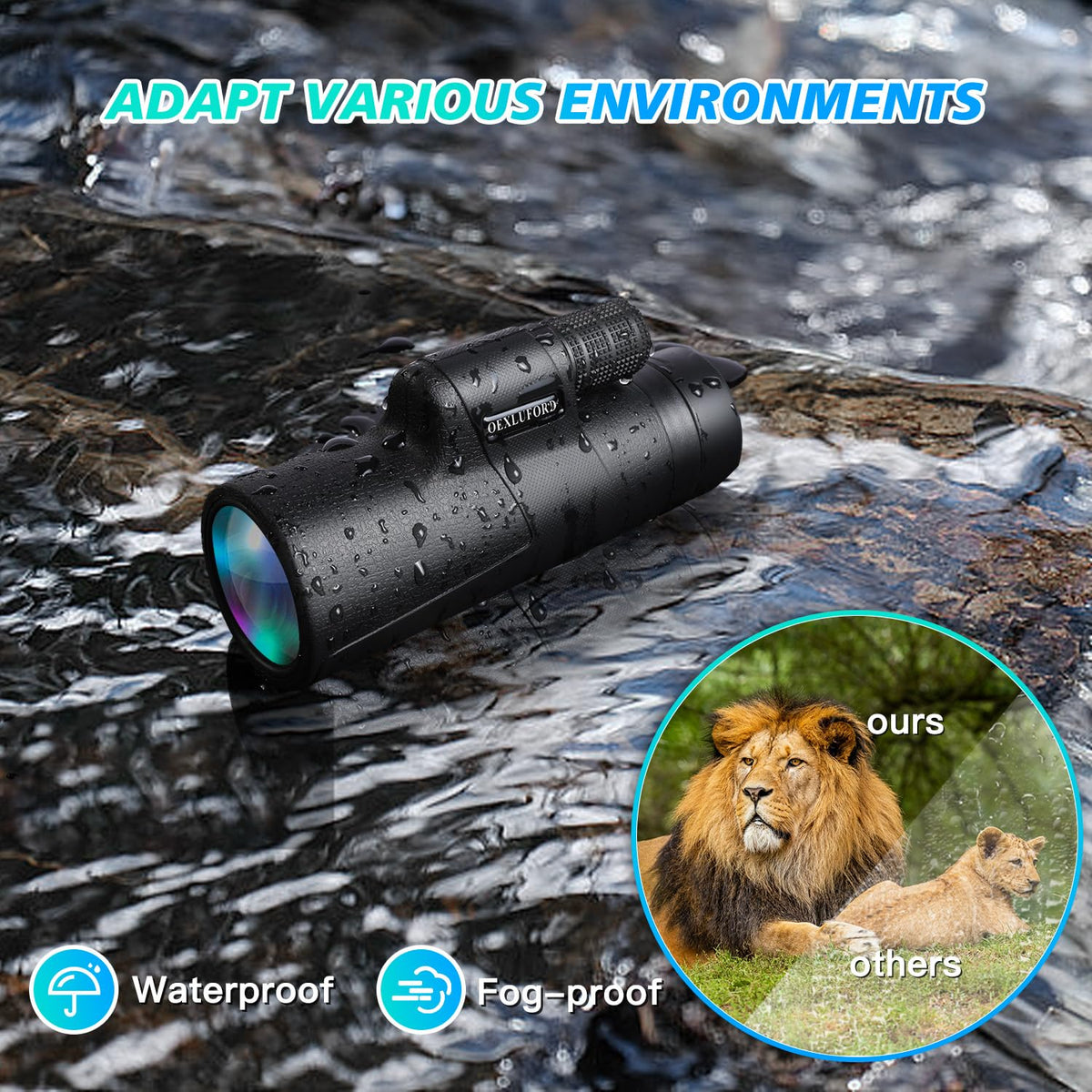 OEXLUFORD wide objective lens captures more light for brighter scenes.