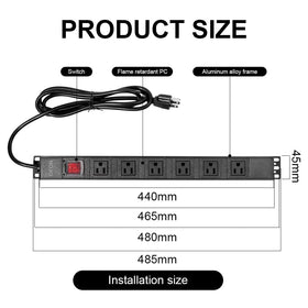 OFCN 19in rack-mount PDU with eight outlets for expanded power access.