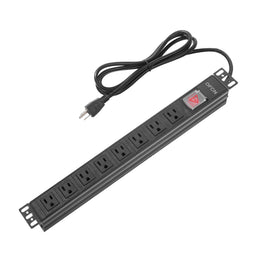OFCN 19-inch 1U rack mount PDU front view for organized power distribution.