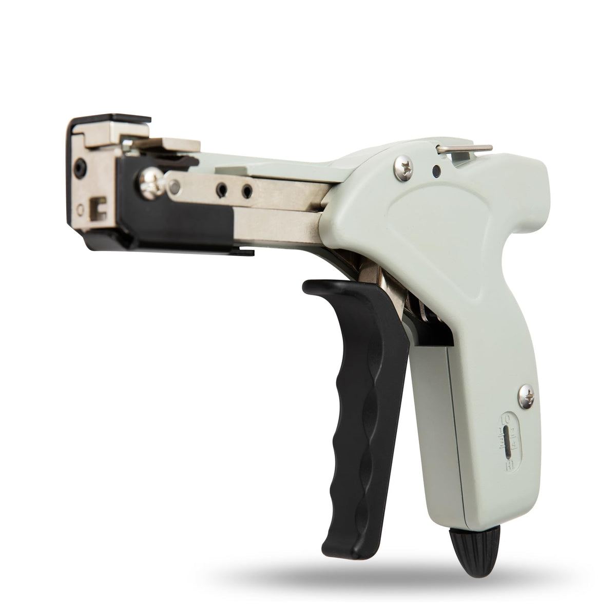OFFO front view of metal zip tie cutter showing ergonomic handle and overall shape, improved control