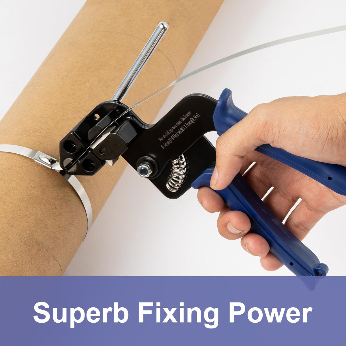 OFFO two-handed cable tie tool ensures stable tensioning and precise snips.