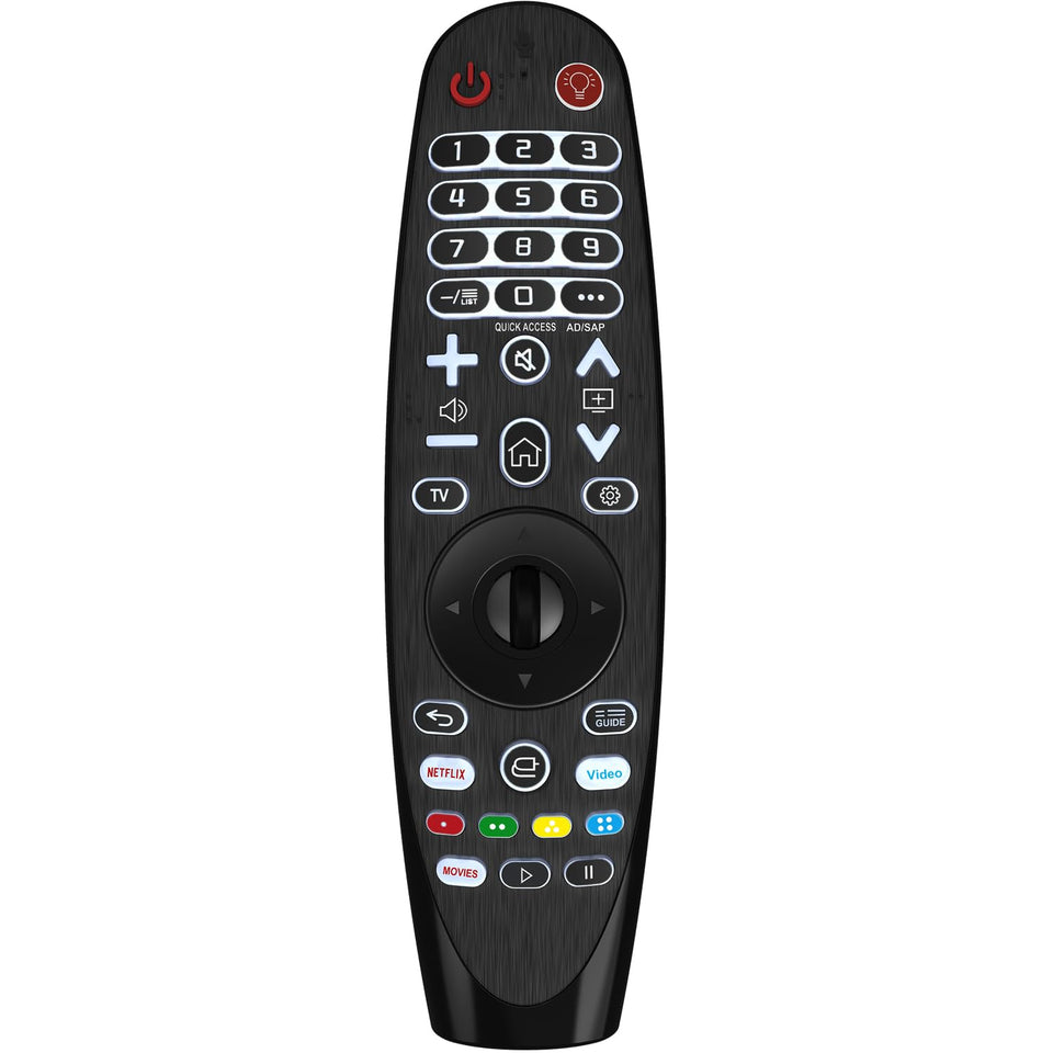 Ogilly universal backlit LG TV remote front view for easy night navigation.