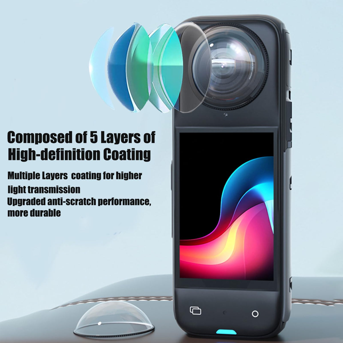 OGITBIO X4 lens guard features oleophobic coating to repel fingerprints.