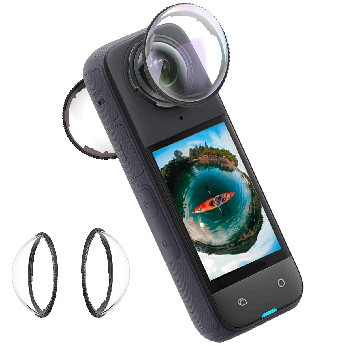 OGITBIO Insta360 X4 lens guard protects against scratches during rugged shoots.