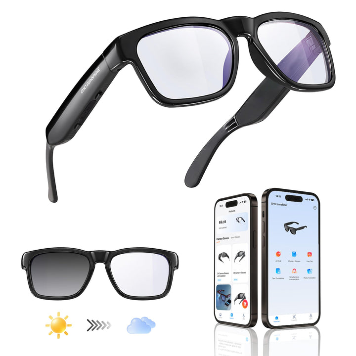 OhO sunshine front view showing sleek frame and eyewear audio benefits