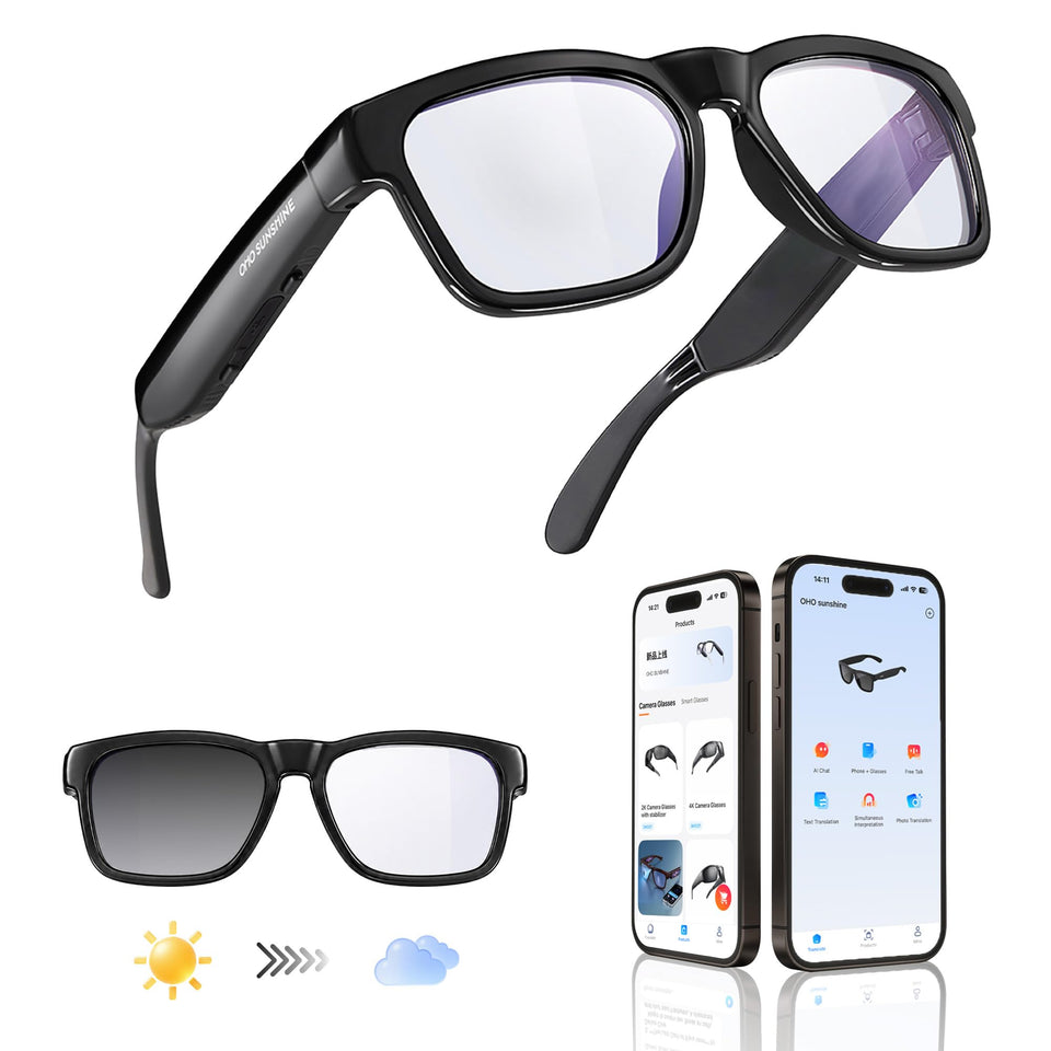 OhO sunshine front view showing sleek frame and eyewear audio benefits
