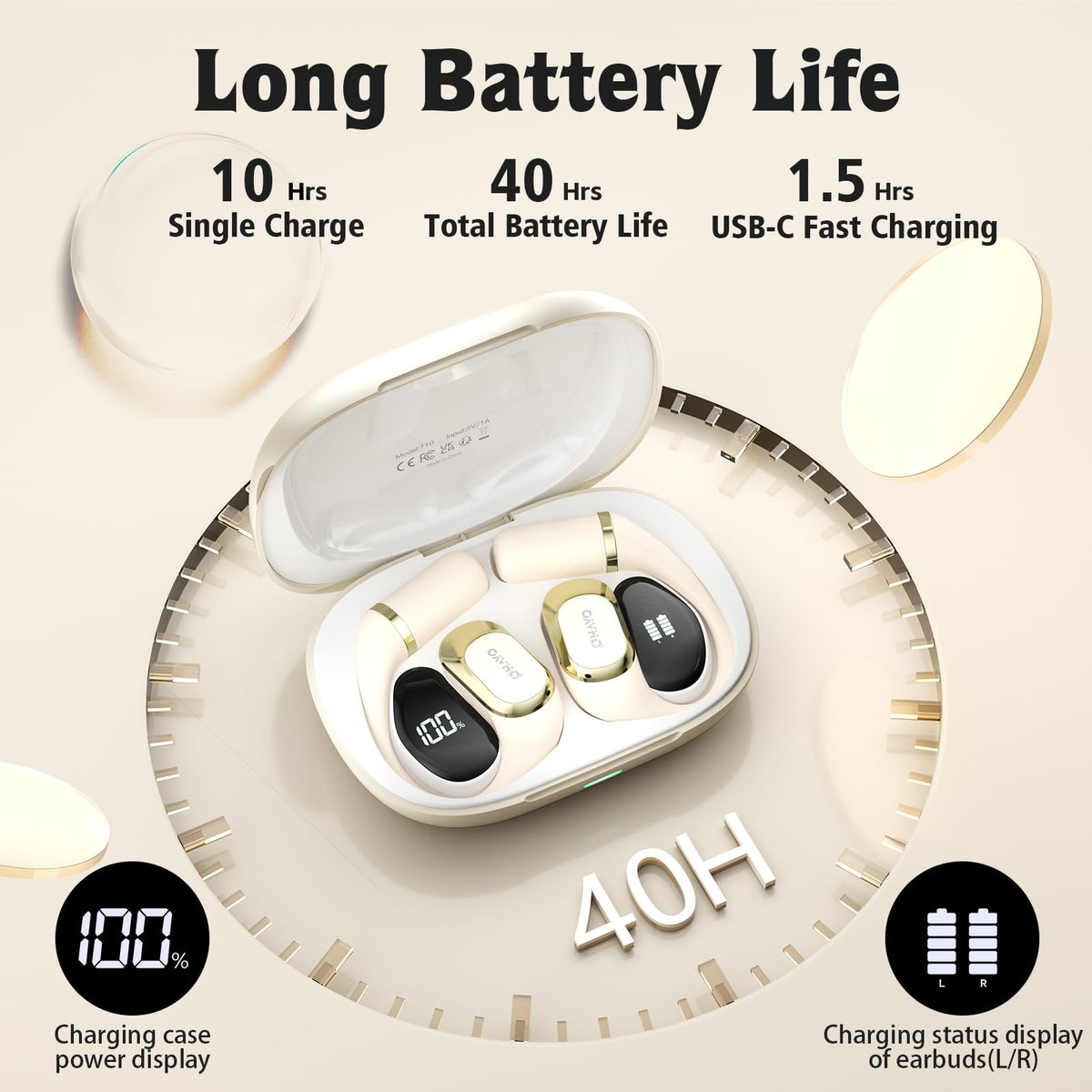 OHAYO T10 earhook close-up showing secure fit and comfort during activity