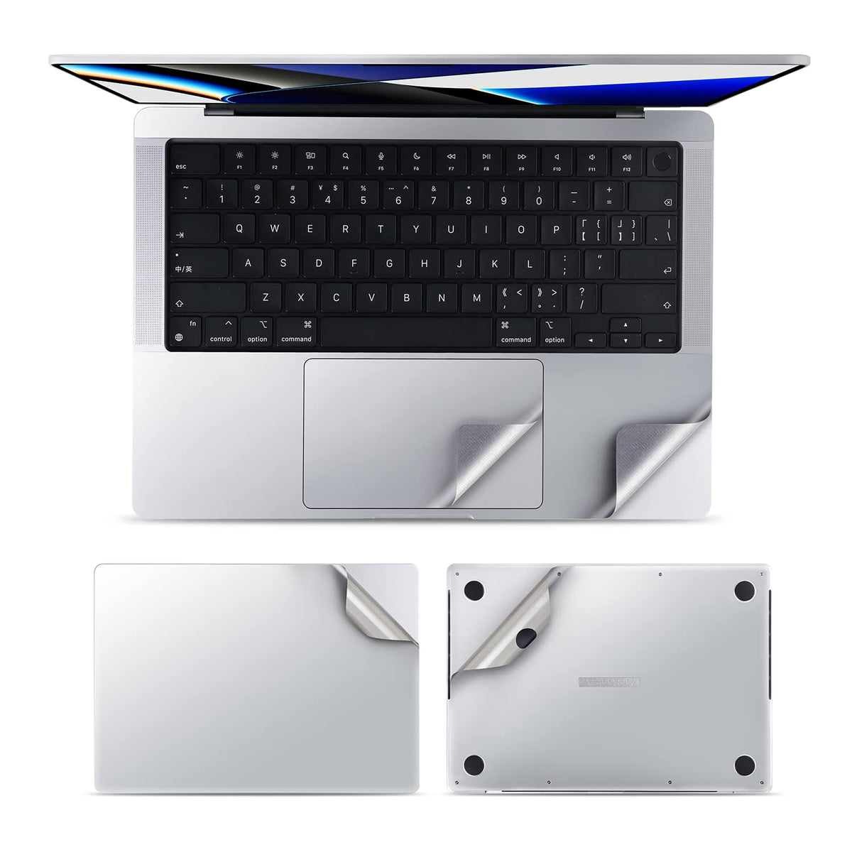 ohgo MacBook Pro 13 skin with molded cutouts and logo arc for a seamless look