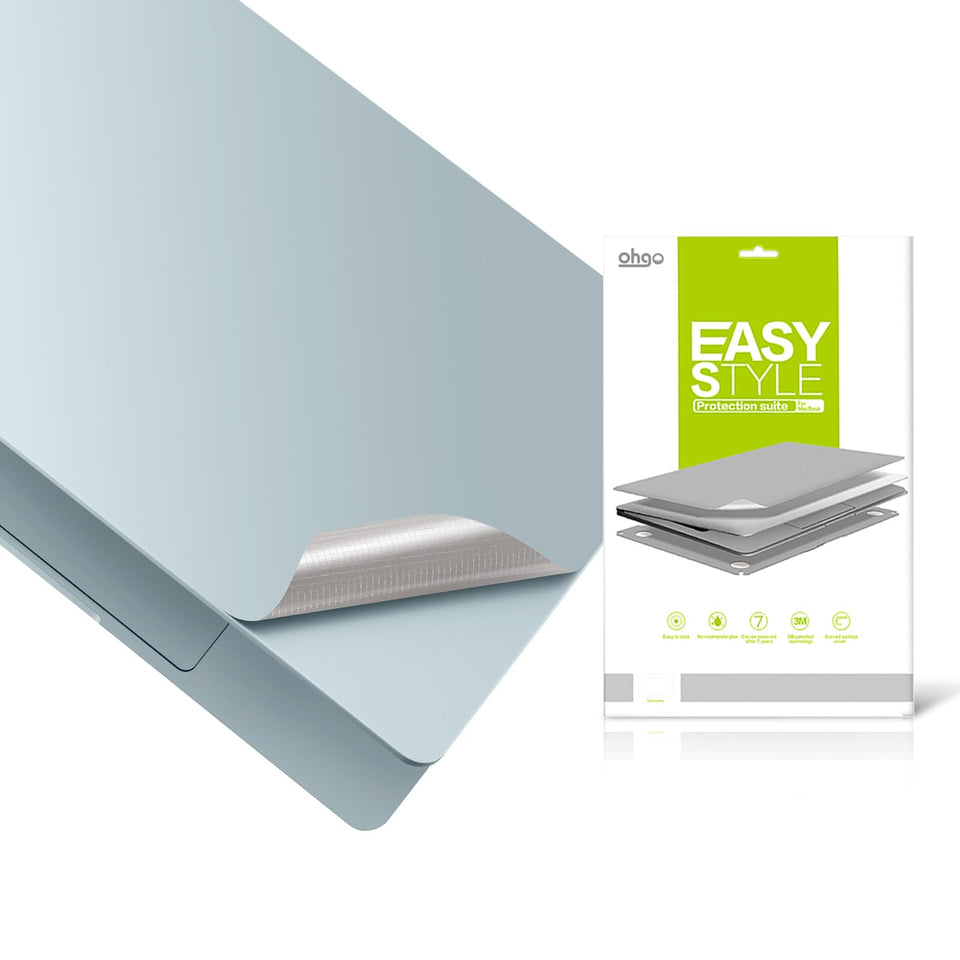 ohgo laptop skin blue front view with precise fit and protection