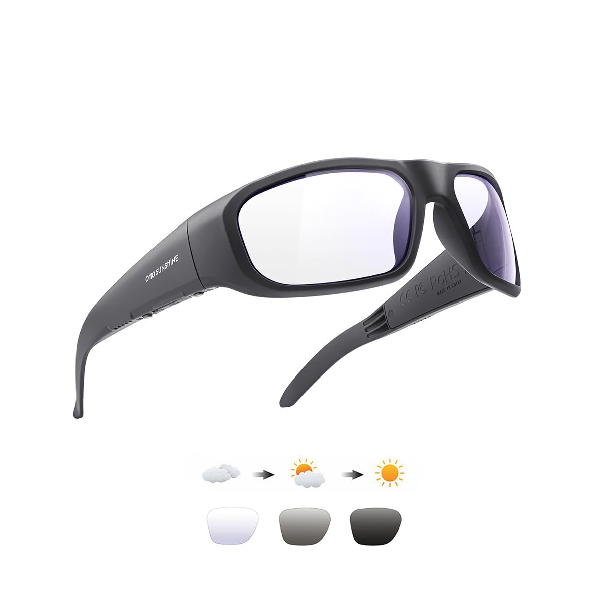 OhO sunshine front view showing sunglasses with built‑in audio and comfortable fit