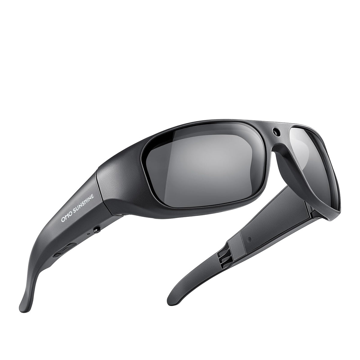 OhO Sunshine 4K UHD camera sunglasses front view for hands-free filming in bright outdoor scenes.