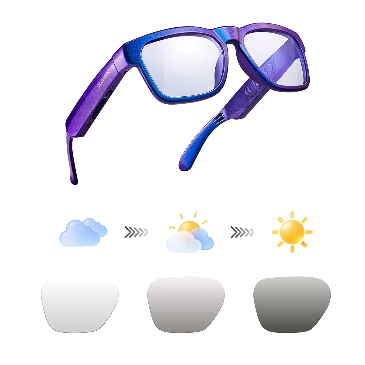 OhO sunshine Bluetooth Audio Sunglasses open-ear design for comfortable on-the-go listening