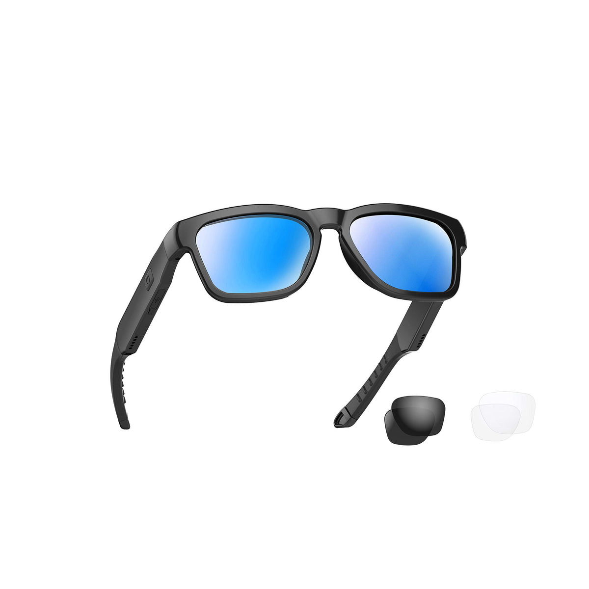 OhO sunshine front view of glasses showing frame and integrated audio, highlighting comfortable fit