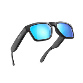 OhO sunshine front view mirror blue lens showing sleek smart sunglasses and protection