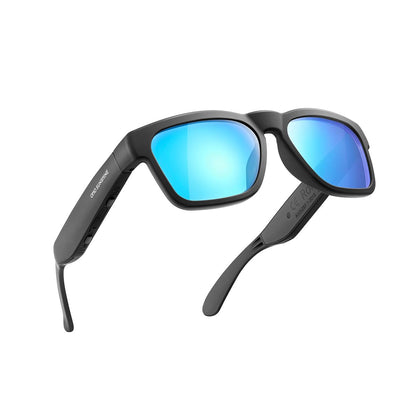 OhO sunshine front view mirror blue lens showing sleek smart sunglasses and protection