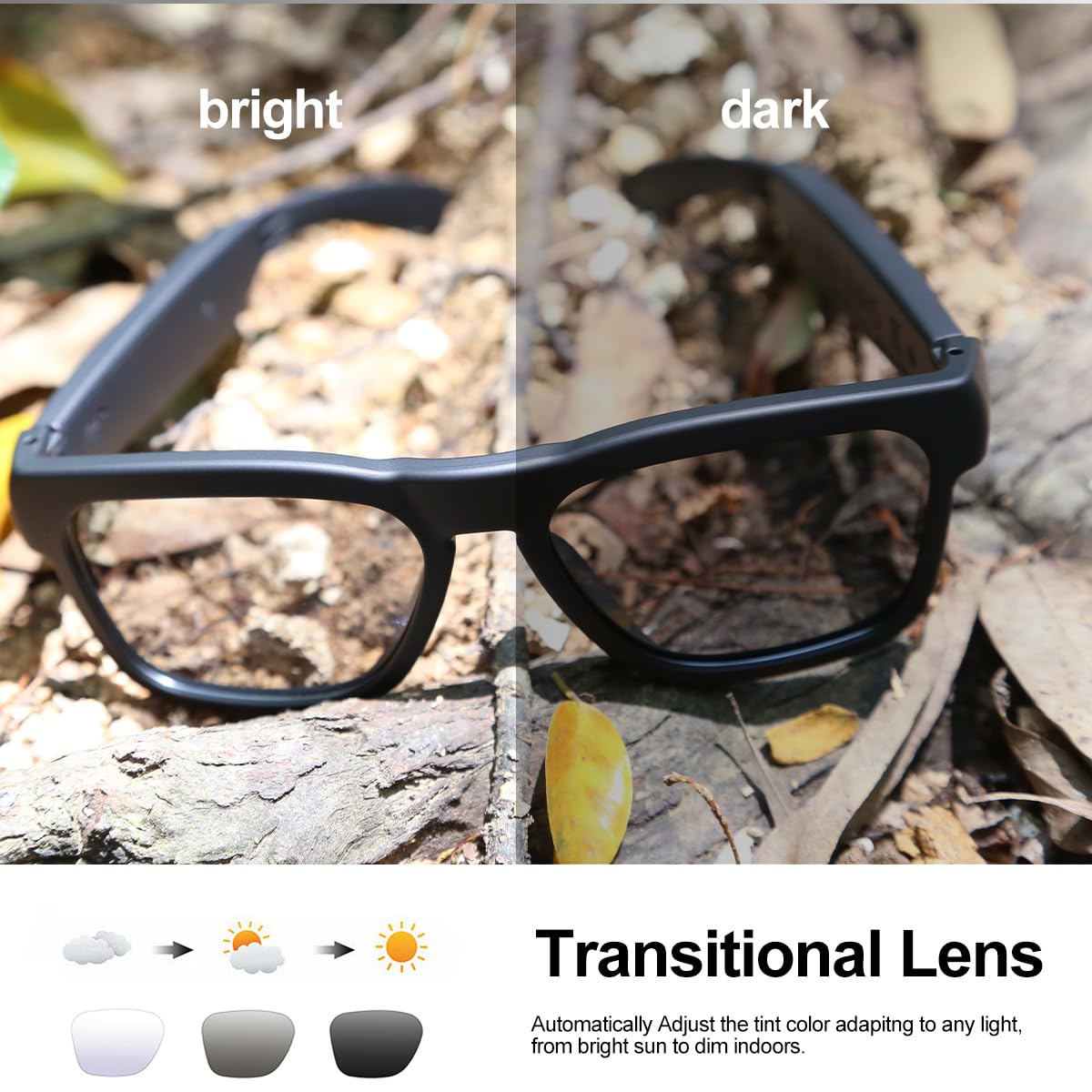 OhO sunshine lenses changing tint outdoors to reduce glare