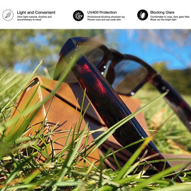 Close-up of OhO Sunshine polarized lenses delivering sharp outdoor visibility.