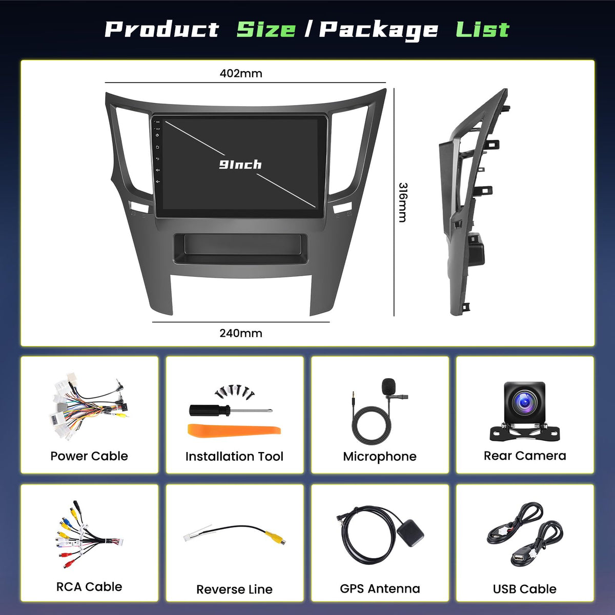 Ohradio Subaru Legacy Outback install kit included for proper fit