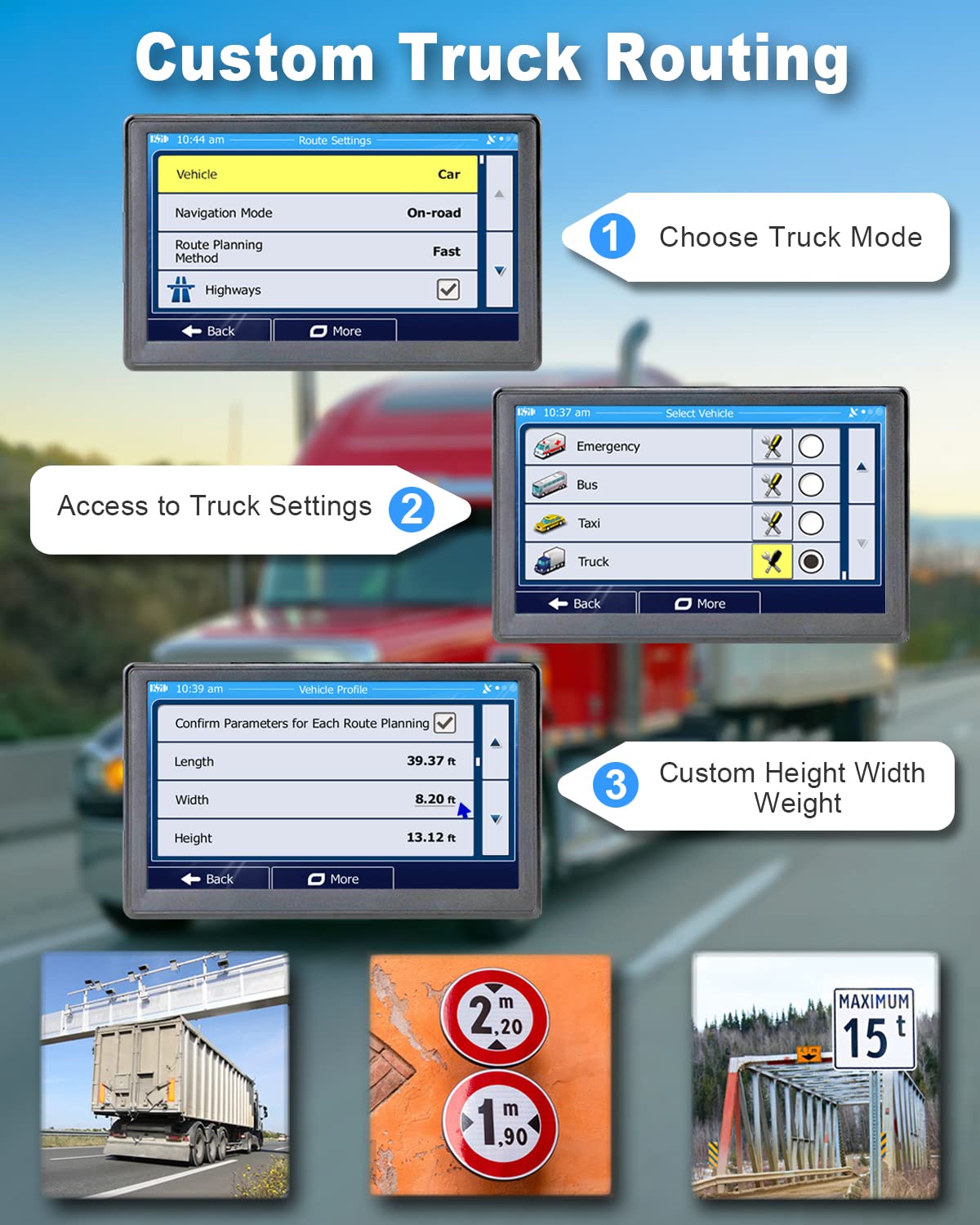 OHREX N900 truck GPS lane guidance aiding safer highway planning.