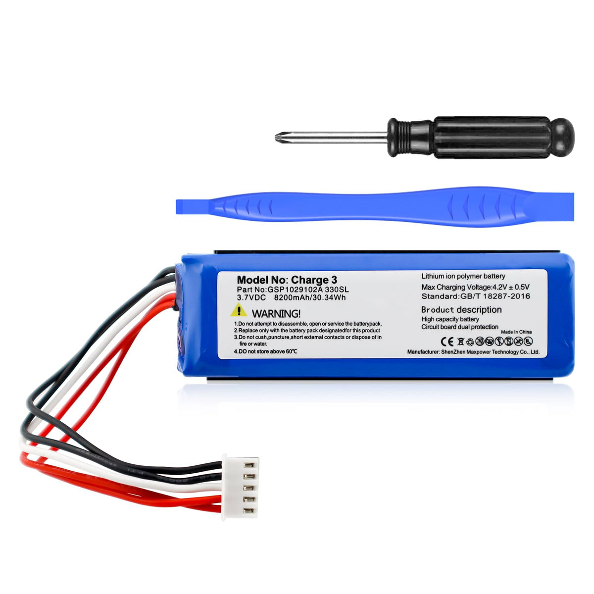 OHZHAO 8200mAh replacement battery for JBL Charge 3 extends playback on the go.