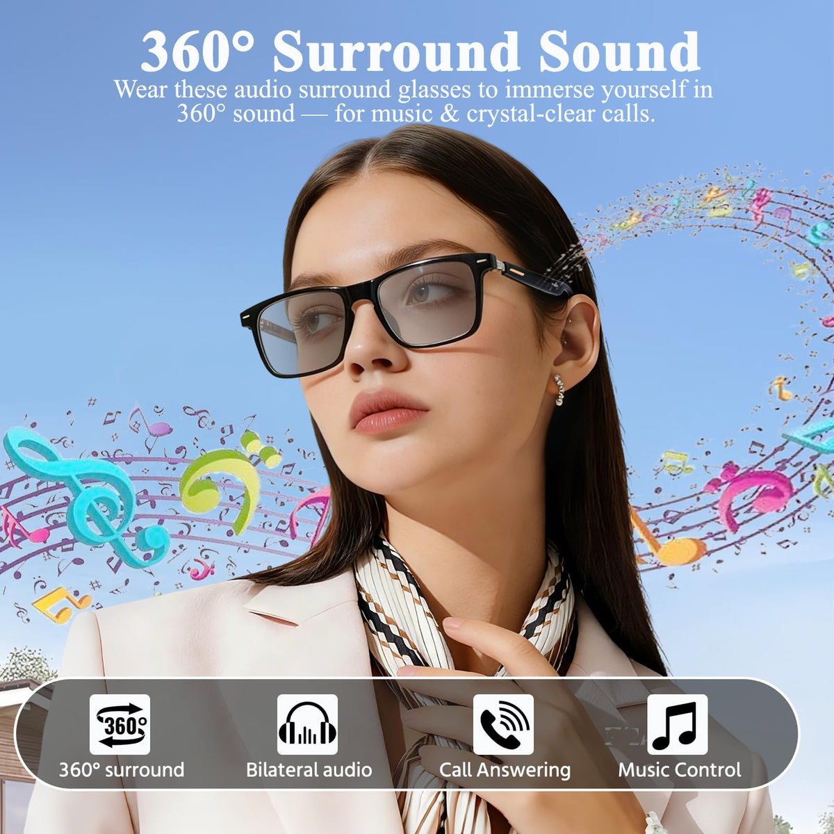 OICIIDO AI Smart Glasses open-ear design for comfortable all-day wear.