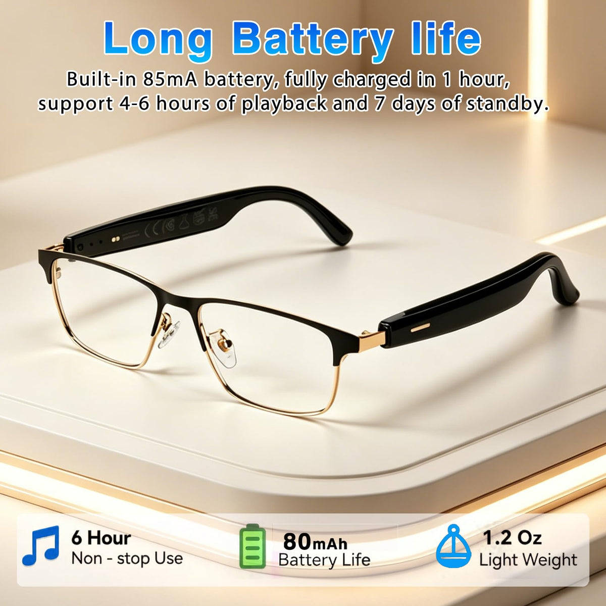 OICIIDO glasses next to phone and case showing compact size and convenience