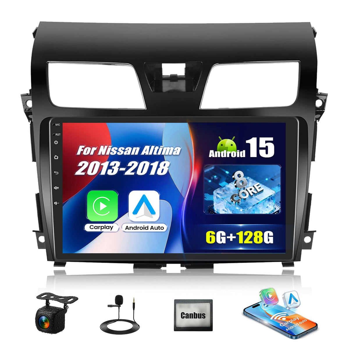 OiLiehu 8CORE Android 15 car stereo for Nissan Altima with crisp 10.1 inch touchscreen