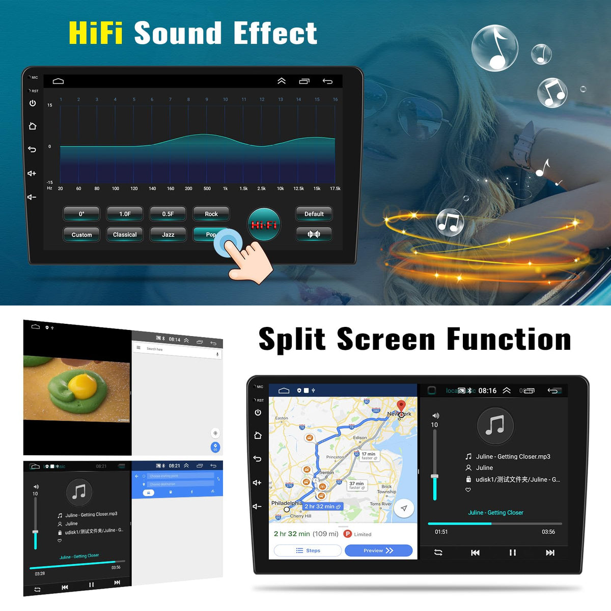 OiLiehu Three-split-screen display enables multitasking on the road