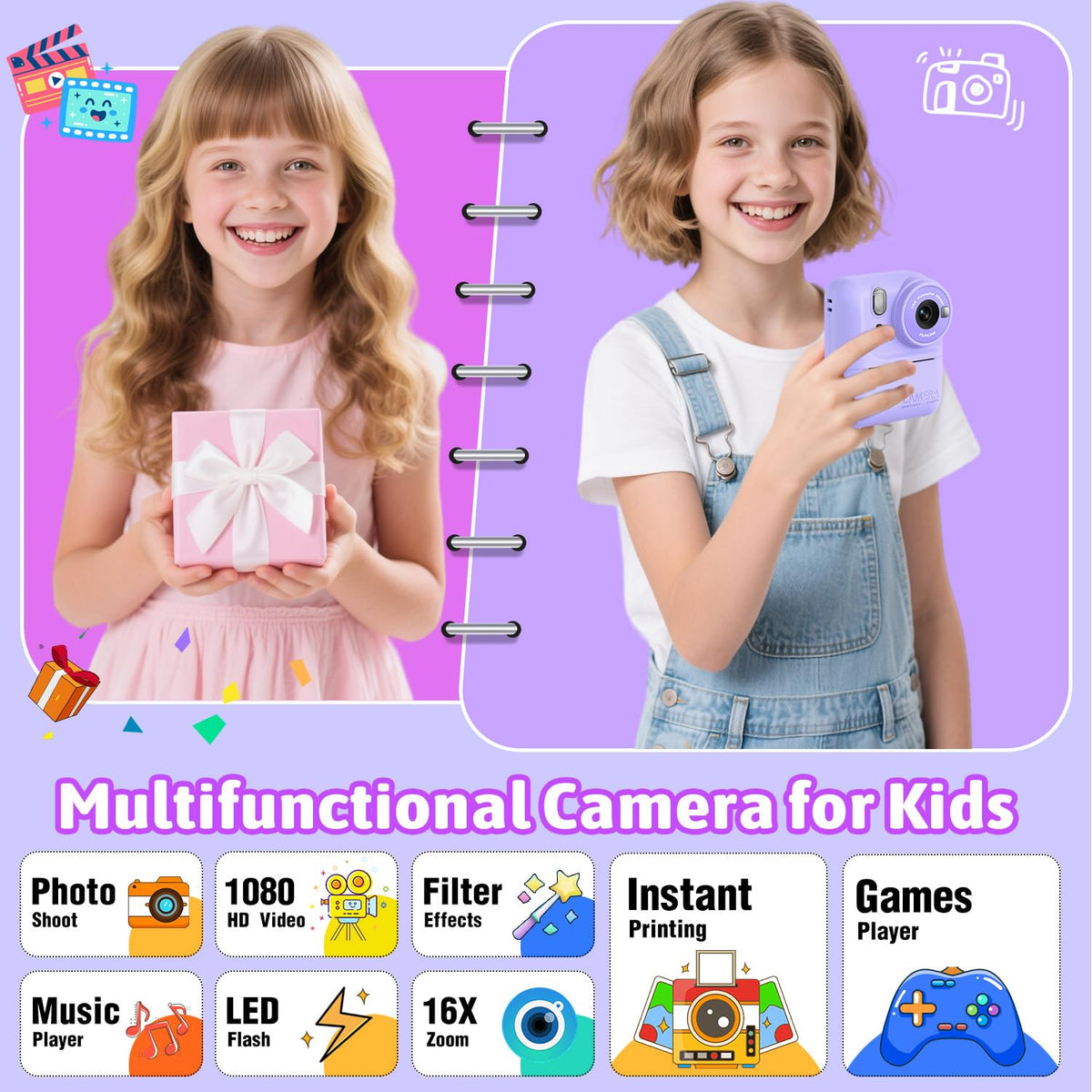 Okaloka close-up of instant print slot demonstrating easy photo output for kids