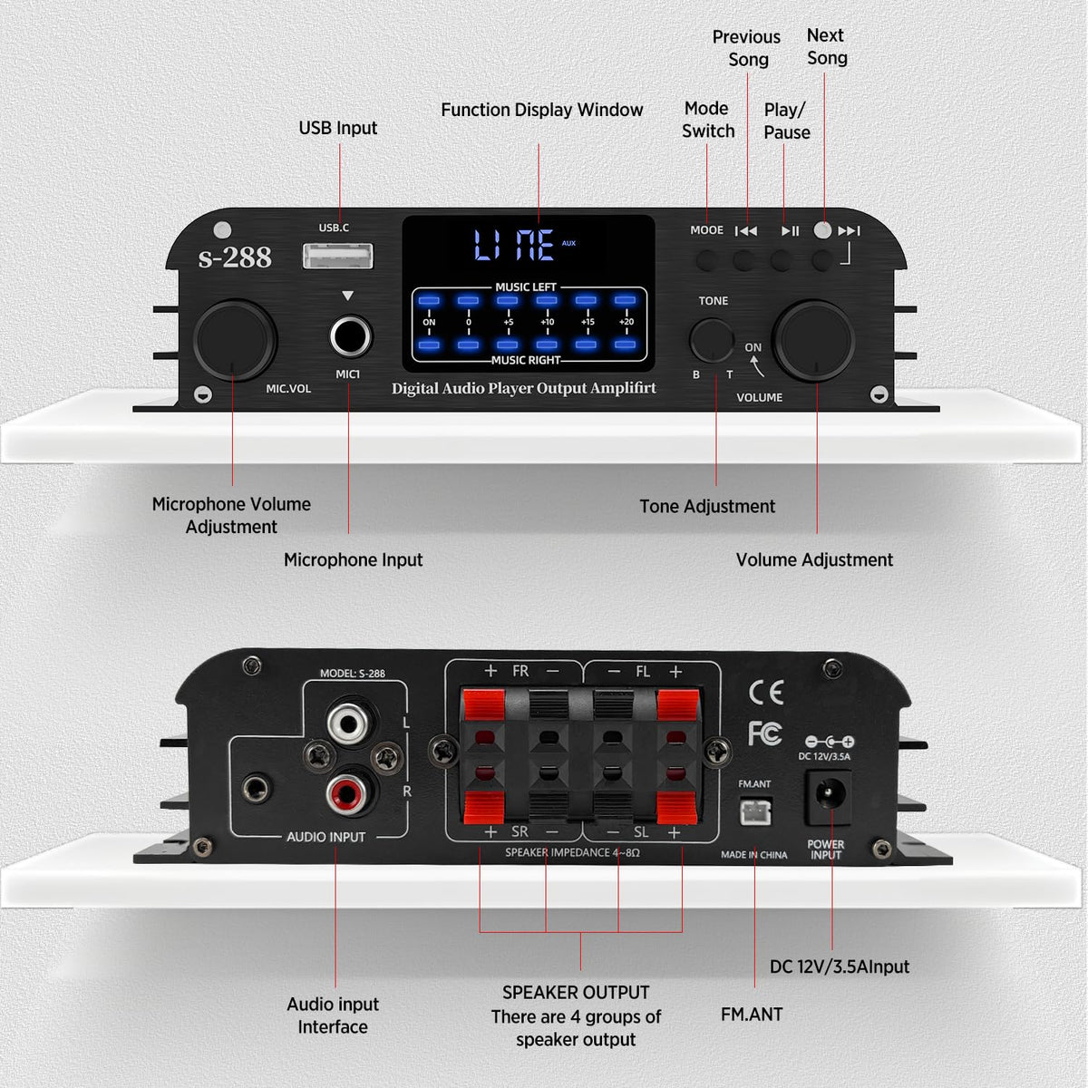 okanemoqi close-up of bass and treble knobs for precise tone control