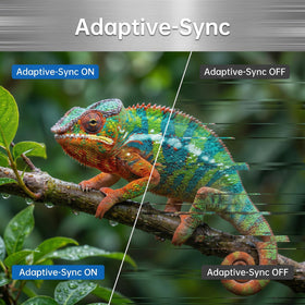 Okaysonic adaptive-sync support reduces tearing for seamless gaming sessions.