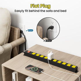 OKCHILD 10-outlet configuration emphasizes wide spacing for bulky chargers