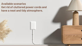 OKCHILD flat plug power strip on a desk to organize cables