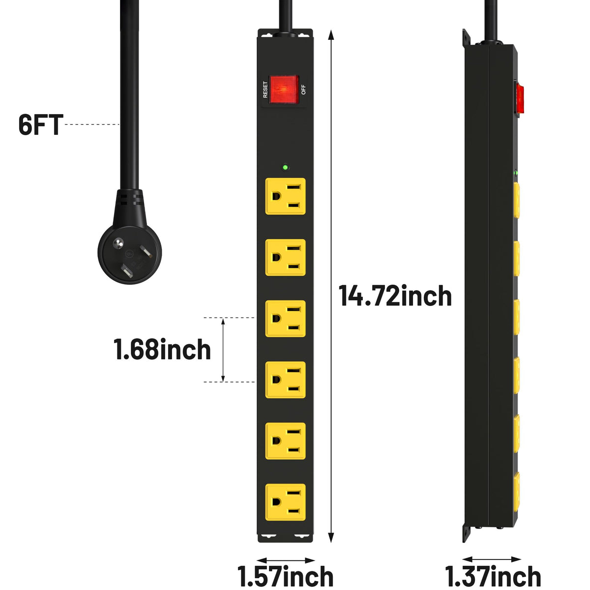 OKCHILD wall-mounted surge protector ideal for racks and benches.