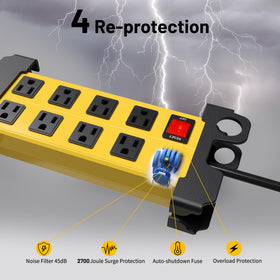 OKCHILD surge protector with illuminated 15A switch and status indicator