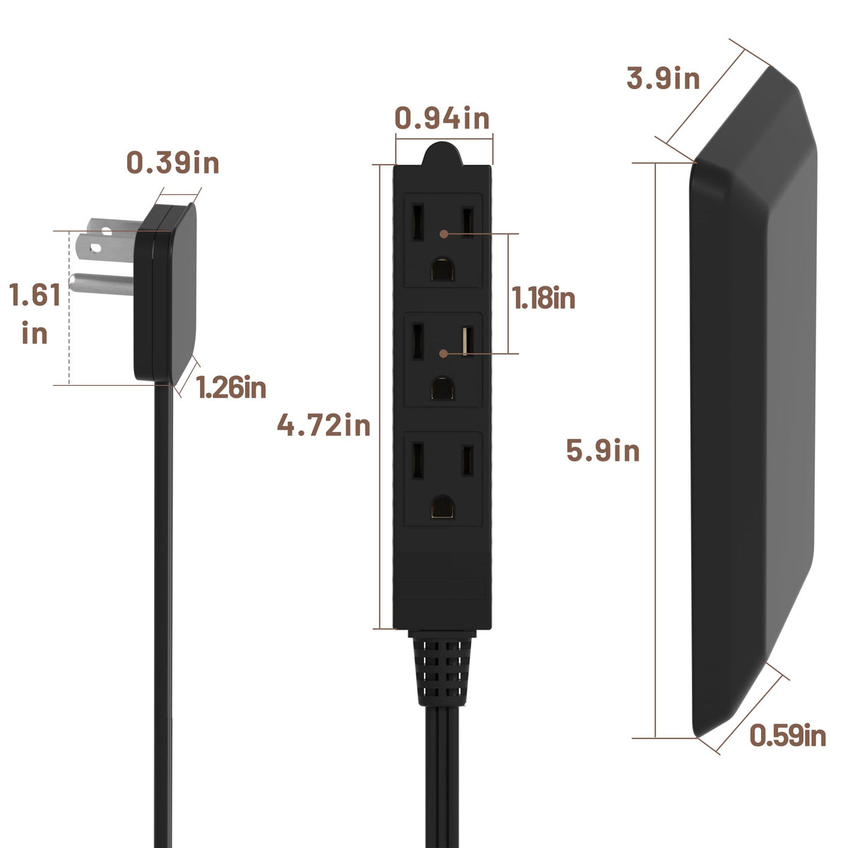 OKCHILD three-outlet extender offers organized power access in dorms.