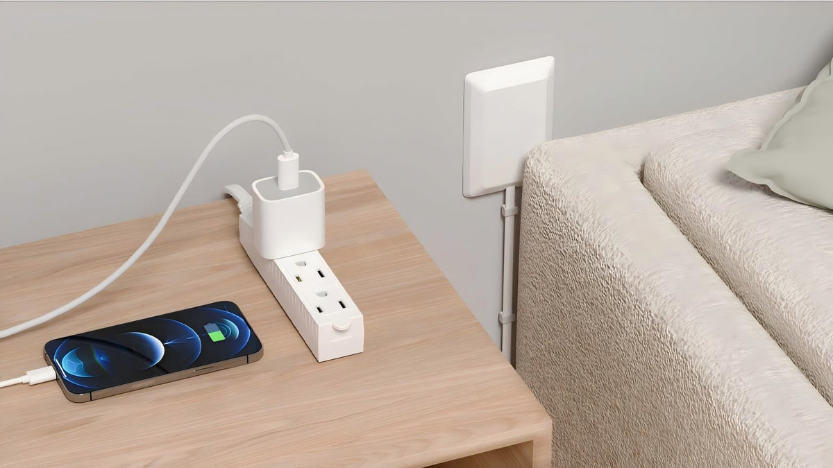 OKCHILD slim power strip fits dorm rooms and compact home offices.