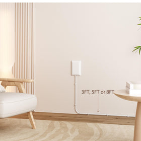 OKCHILD ultra-thin extension cord lies flat along walls, reducing clutter.