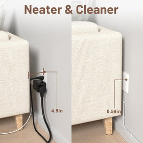 OKCHILD wall-plug design hugs slim spaces behind furniture.