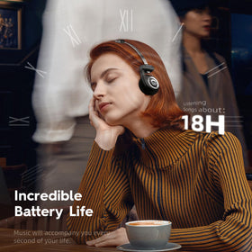 okcsc classic on-ear headphones folded for travel in a compact pouch