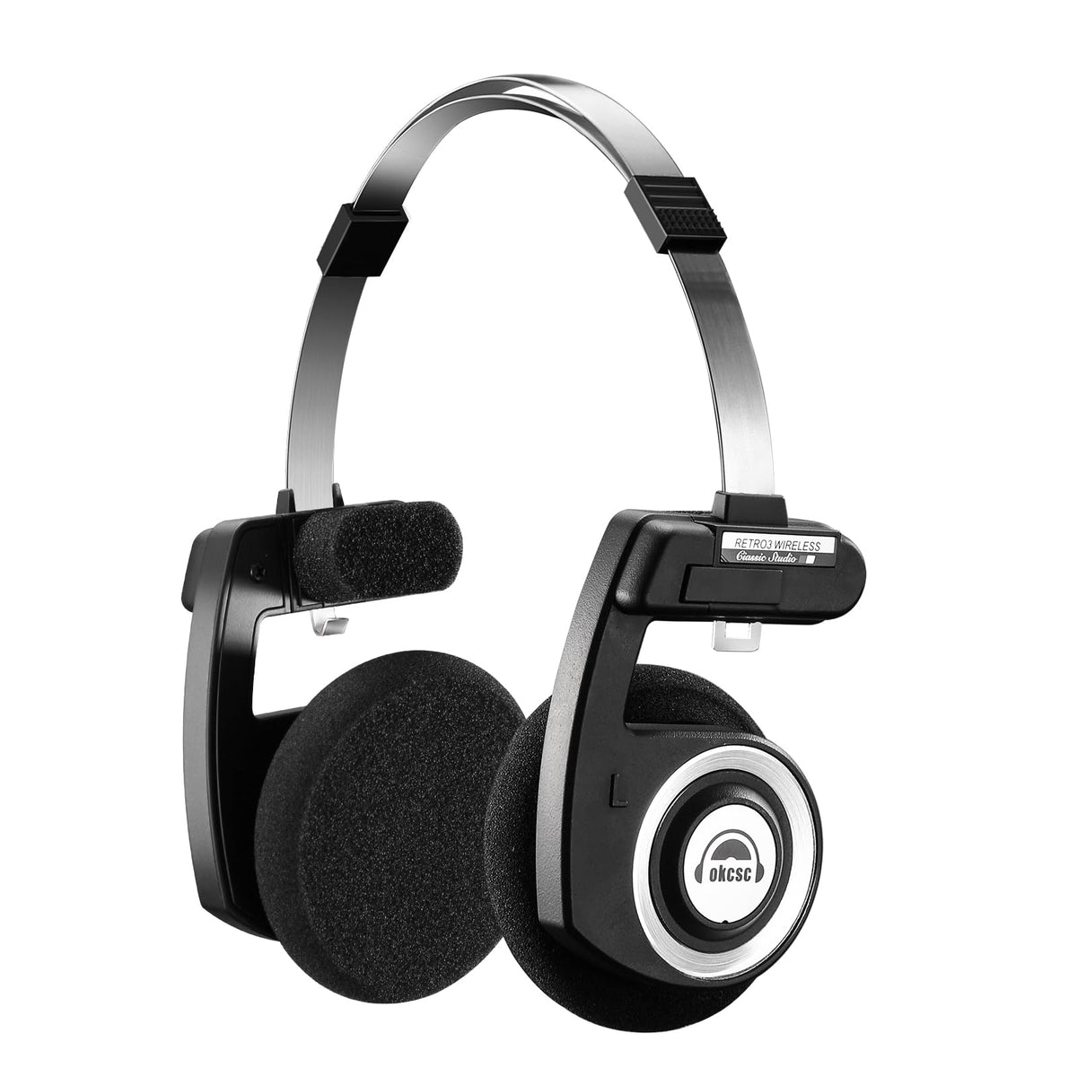 okcsc classic on-ear headphones front view, retro style for daily listening