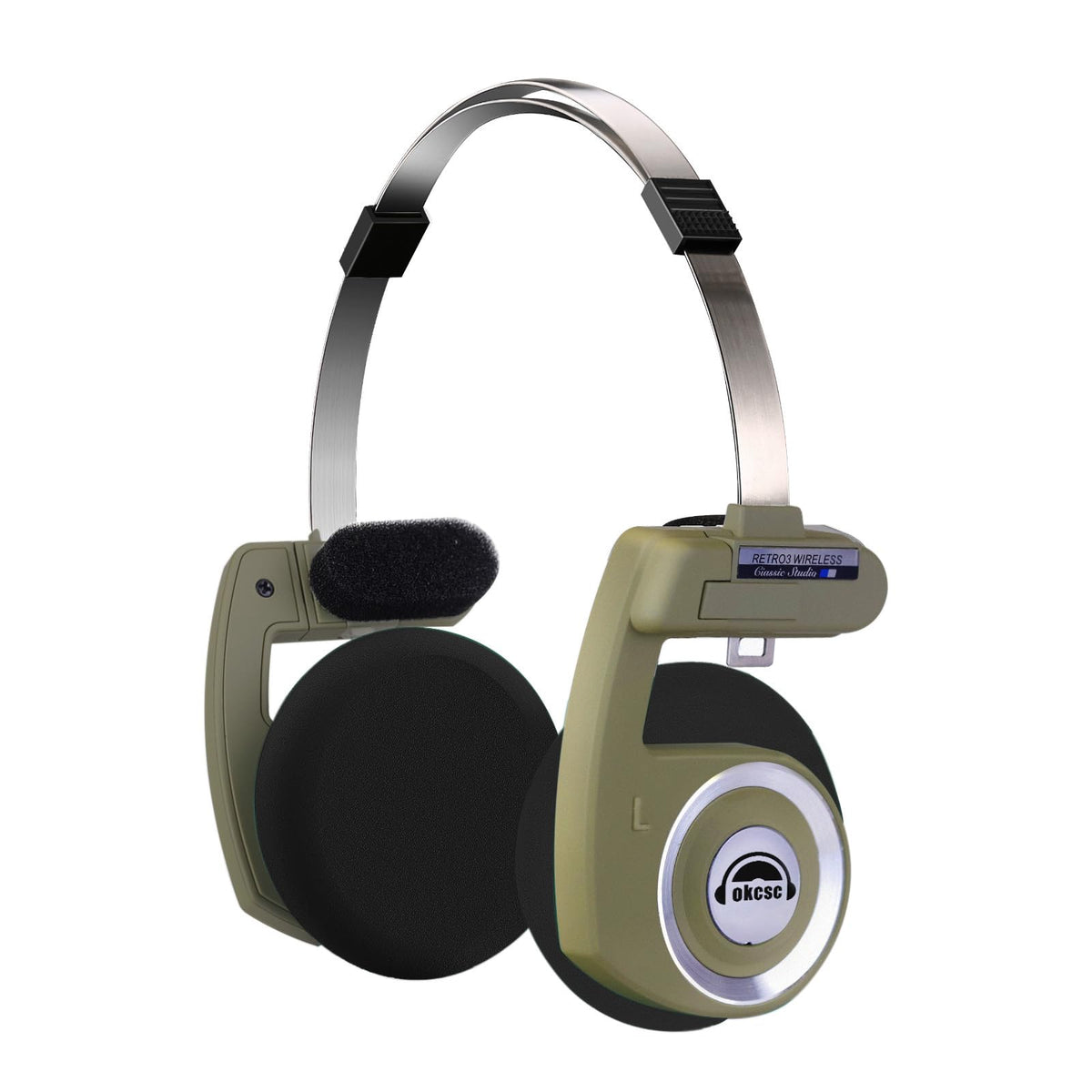 okcsc Classic Portable Headphones retro design for everyday style and reliable wireless listening.