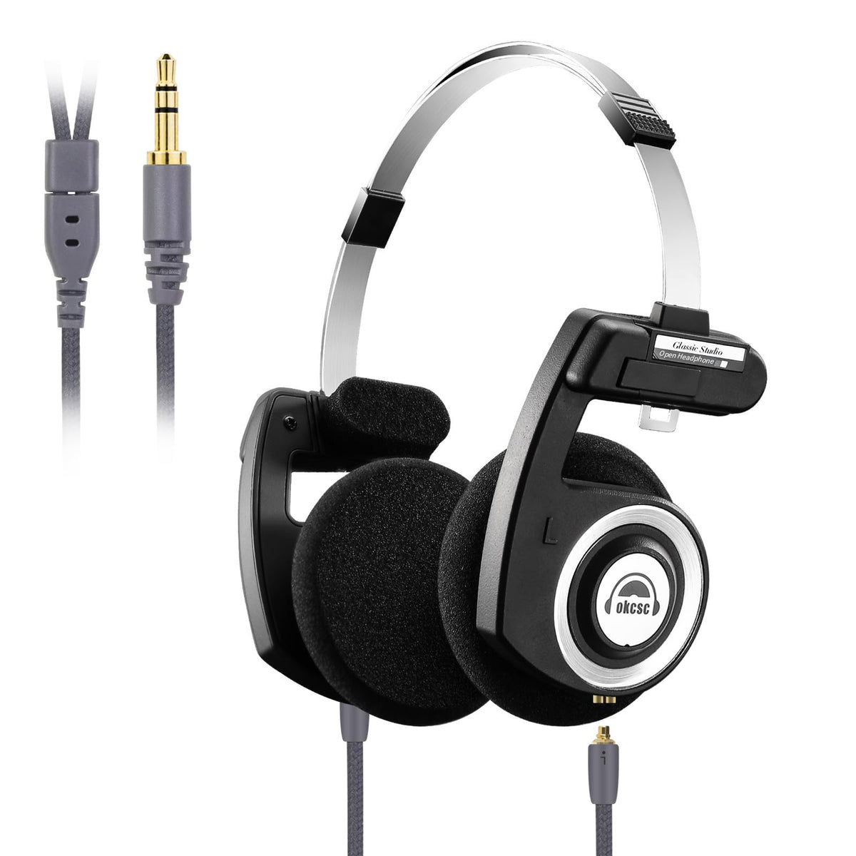 okcsc front view showing retro on-ear design and clean styling