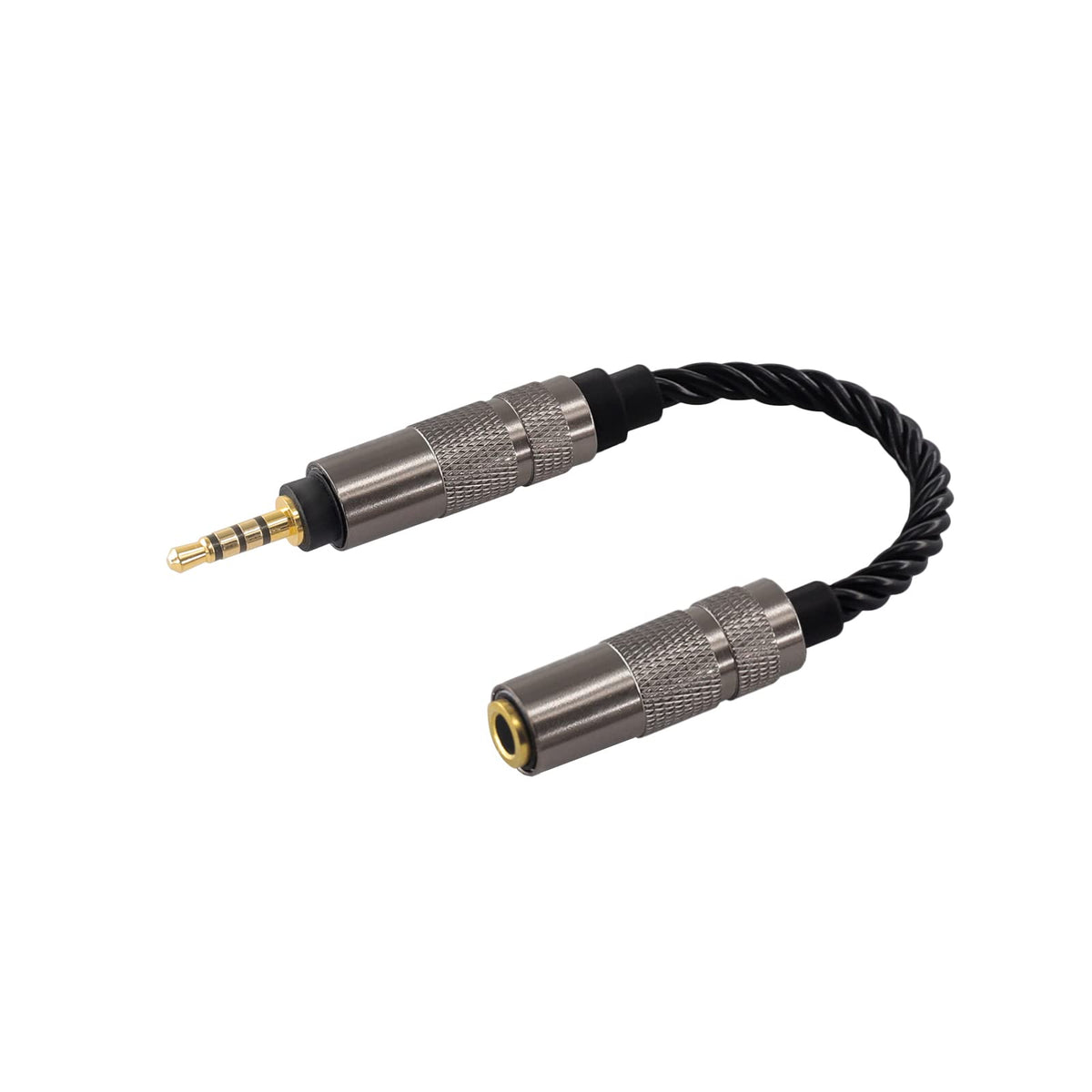 OKCSC headphone adapter shows 2.5mm to 3.5mm plug with gold plating for durable connection.